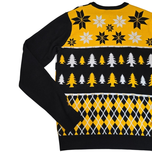NFL Team Apparel Pittsburgh Steelers Black/Yellow Ugly Christmas Sweater Mens L - Picture 8 of 11